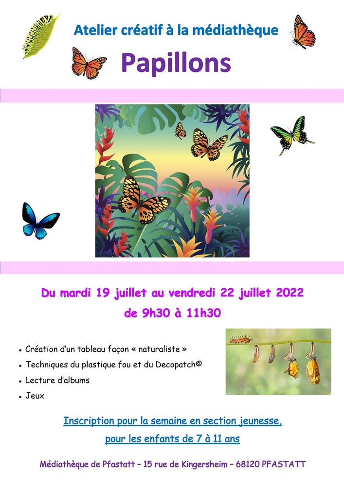 Affiche atelier cratif Papillons